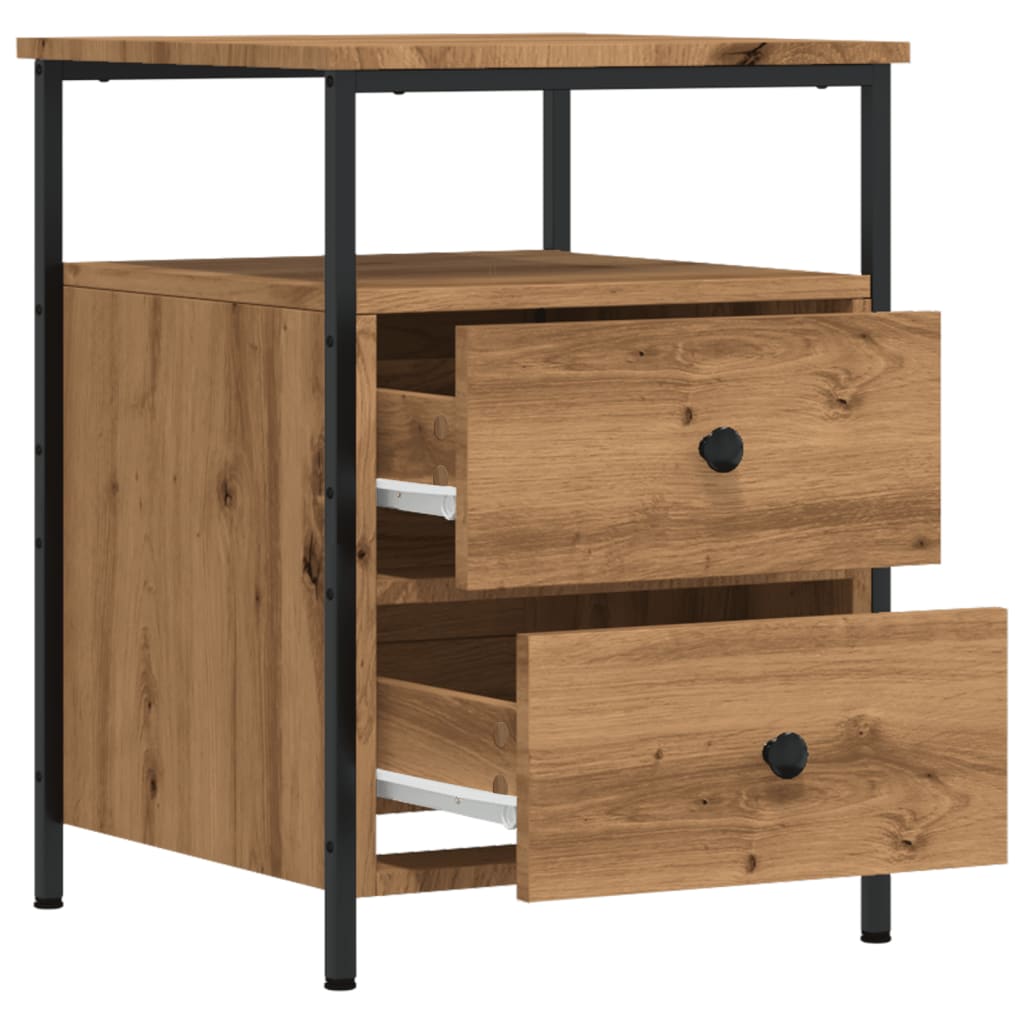 Comodini 2pz Rovere Artigianale 44x45x60cm in Legno Multistrato