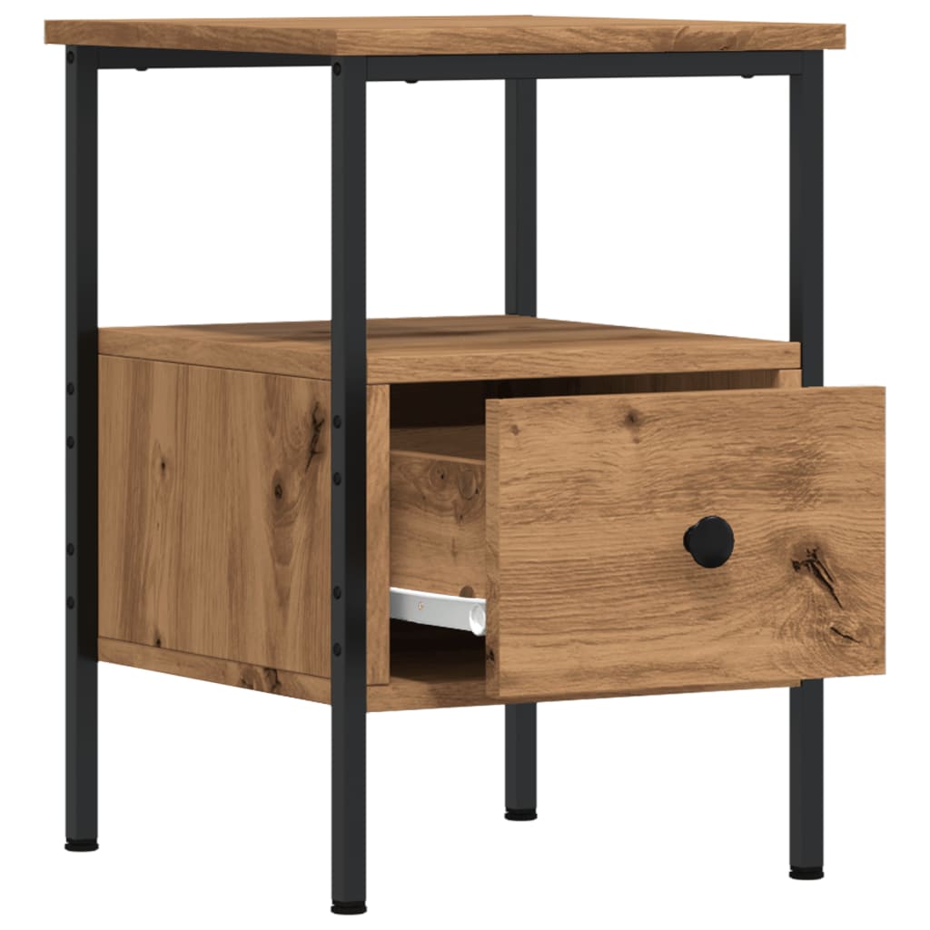 Comodini 2pz Rovere Artigianale 34x36x50cm in Legno Multistrato
