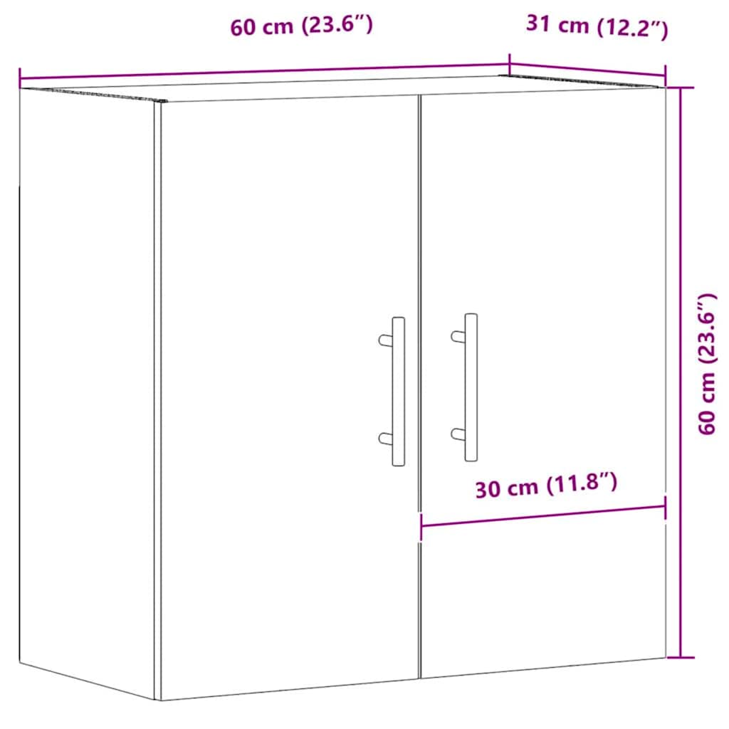 Armadietto a Muro Rovere Artigianale 60x31x60 cm in Truciolato | homemem39