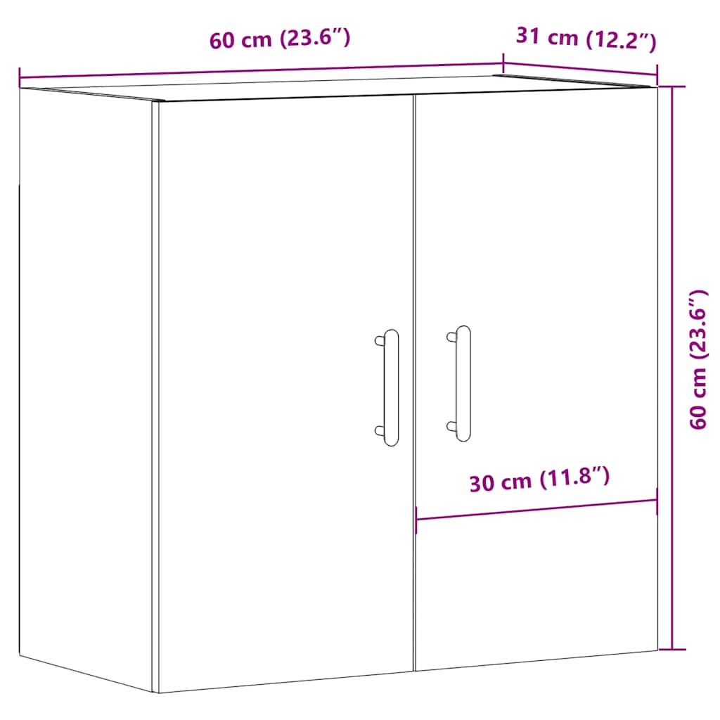 Armadietto a Muro Rovere Artigianale 60x31x60 cm in Truciolato