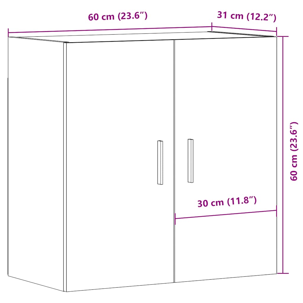 Armadietto a Muro Legno Vecchio 60x31x60 cm in Truciolato | homemem39