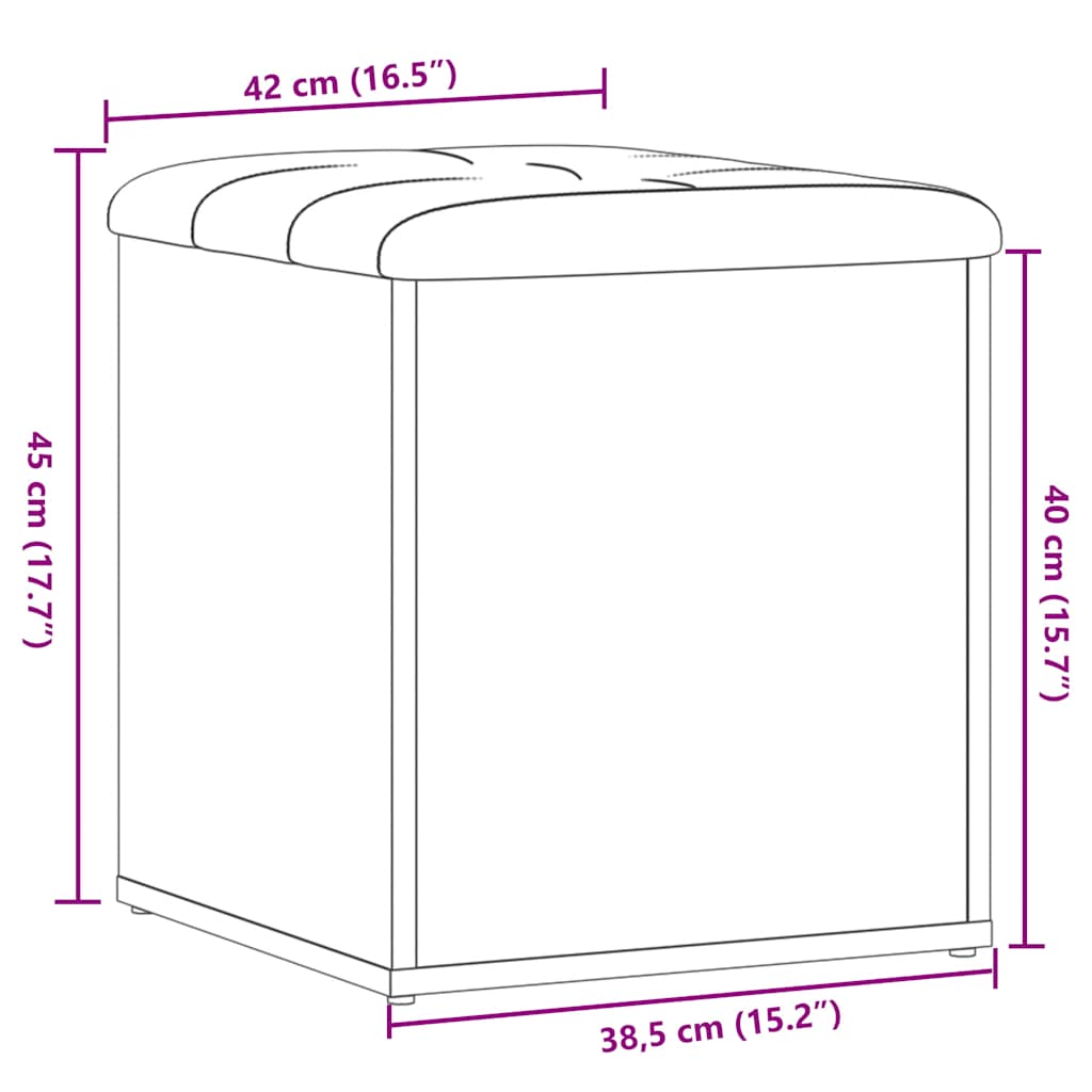 Panca Portaoggetti Legno Antico 42x42x45 cm Legno Multistrato