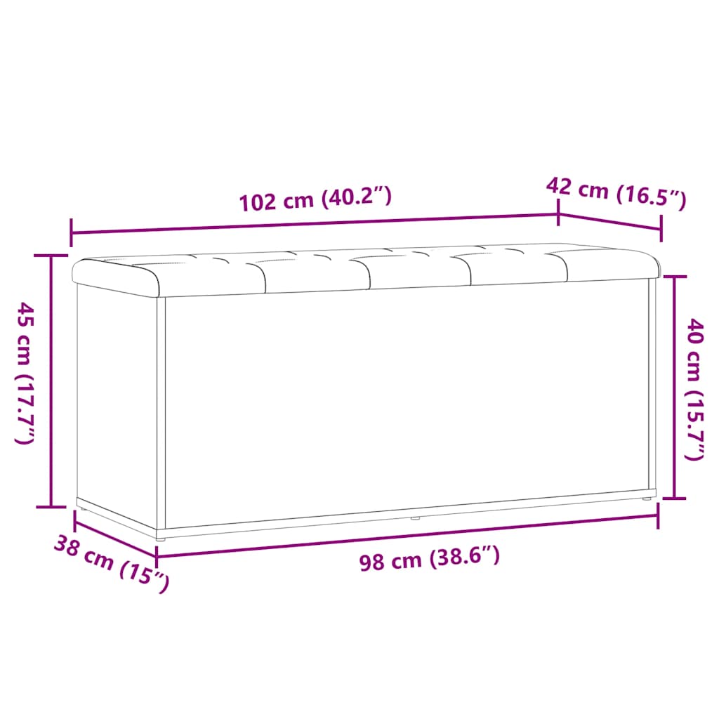 Panca Portaoggetti Legno Antico 102x42x45 cm Legno Multistrato