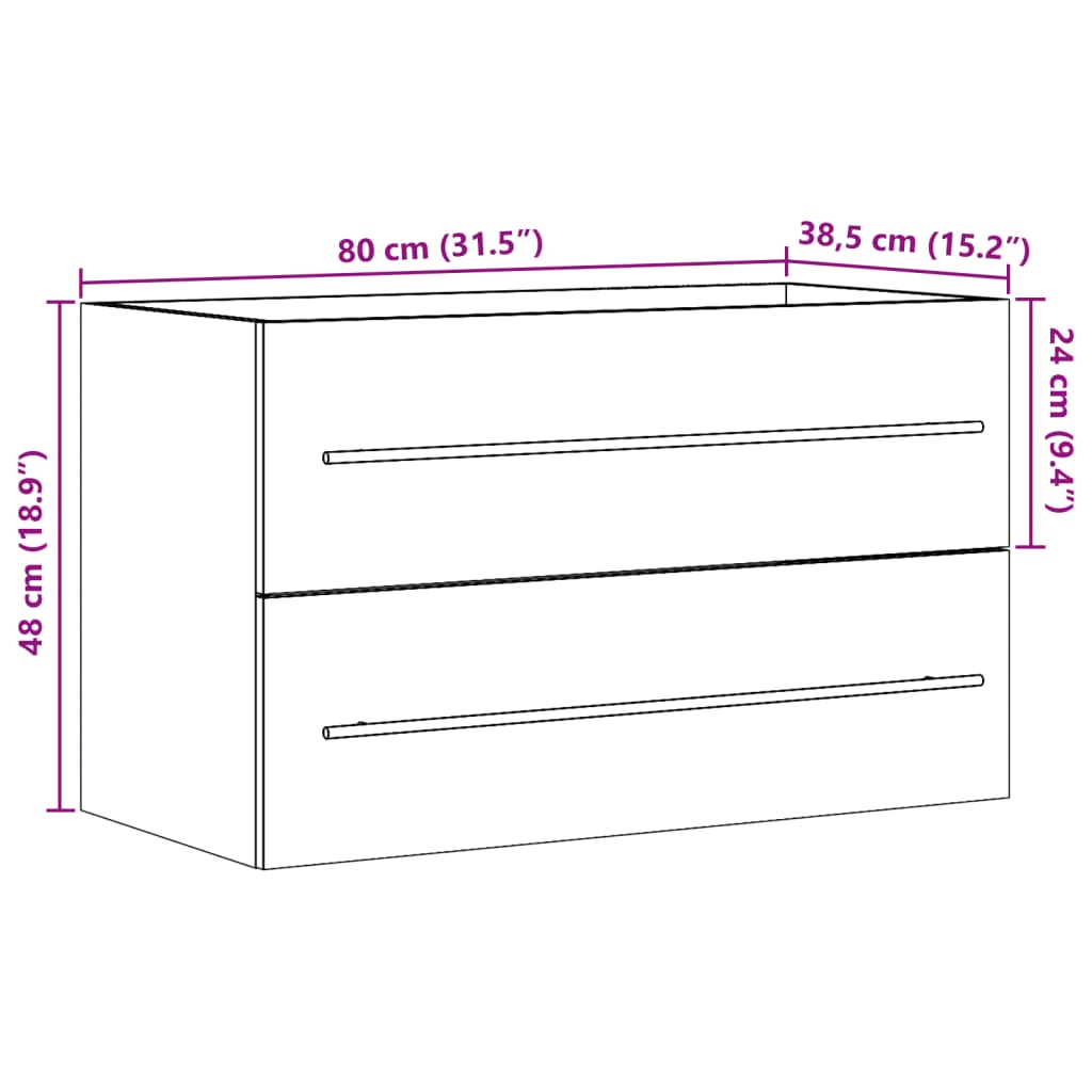 Mobile Lavabo Legno Antico 80x38,5x48 cm in Legno Multistrato | homemem39