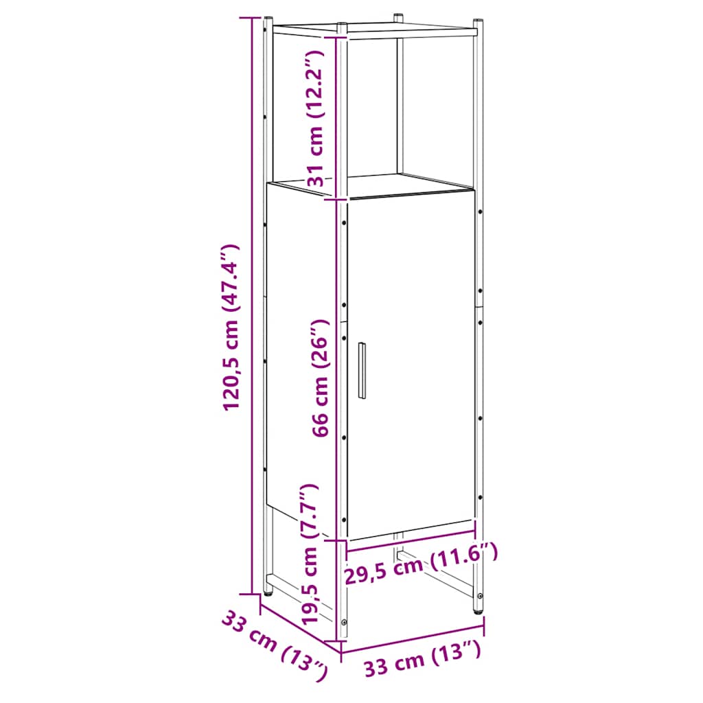 Mobile da Bagno Rovere 33x33x120,5 cm Legno Multistrato | homemem39