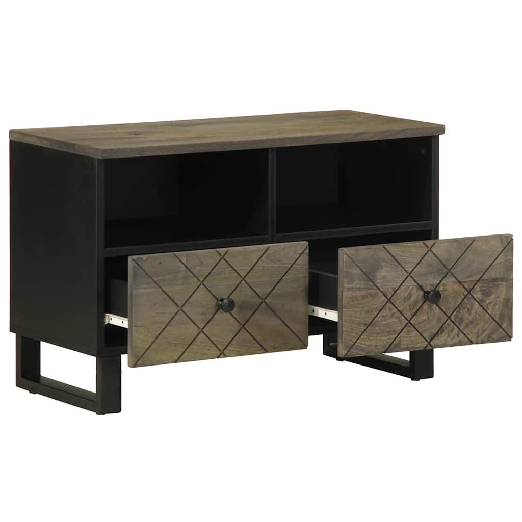 Mobile Porta TV Nero 70x33x46 cm in Legno Massello di Mango - homemem39