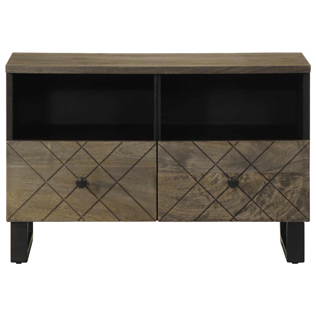 Mobile Porta TV Nero 70x33x46 cm in Legno Massello di Mango - homemem39