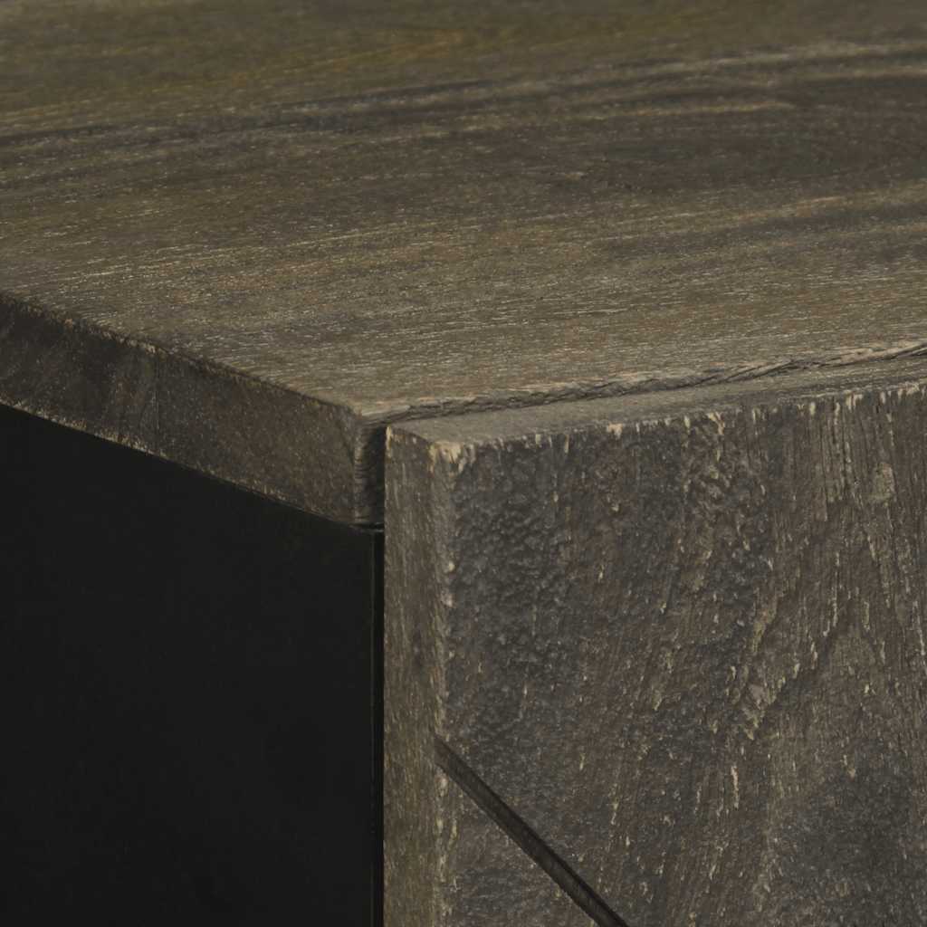Credenza Nera 40x33x75 cm in Legno Massello di Mango - homemem39