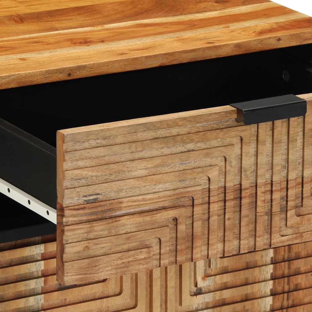 Armadio da Notte con cassetto Marrone legno massello di acacia