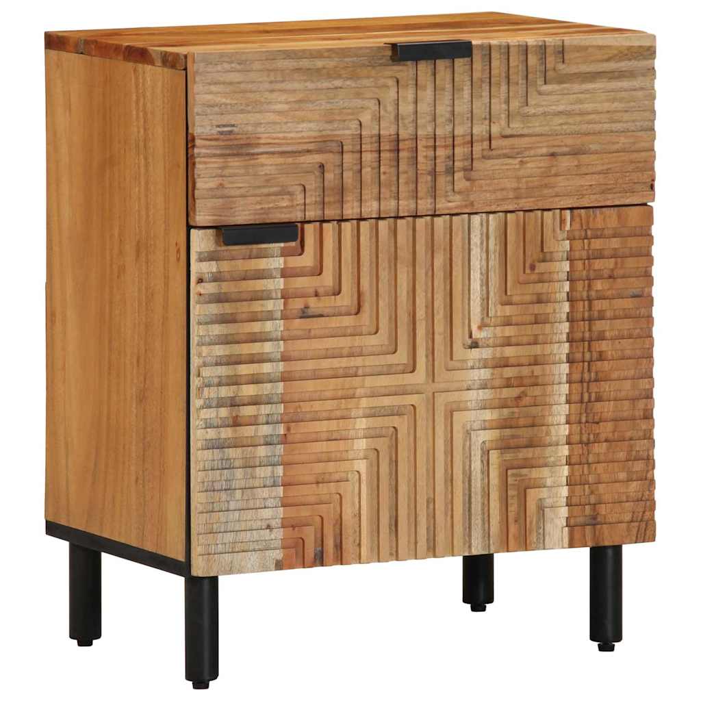 Armadio da Notte con cassetto Marrone legno massello di acacia