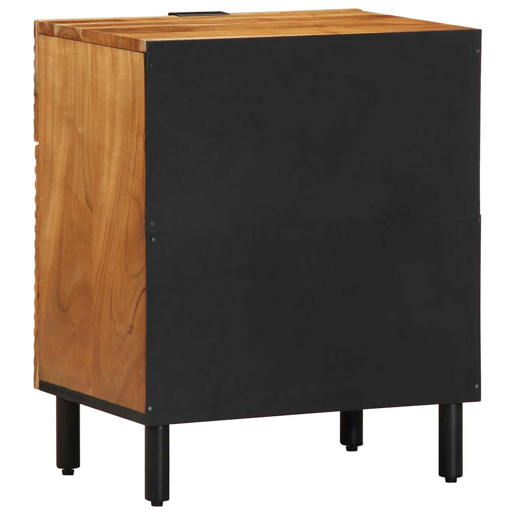 Armadio da Notte con cassetto Marrone legno massello di acacia
