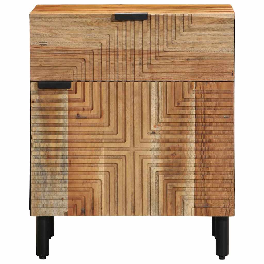 Armadio da Notte con cassetto Marrone legno massello di acacia