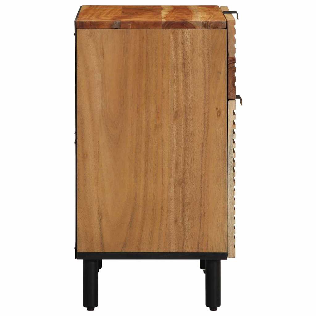 Armadio da Notte con cassetto Marrone legno massello di acacia