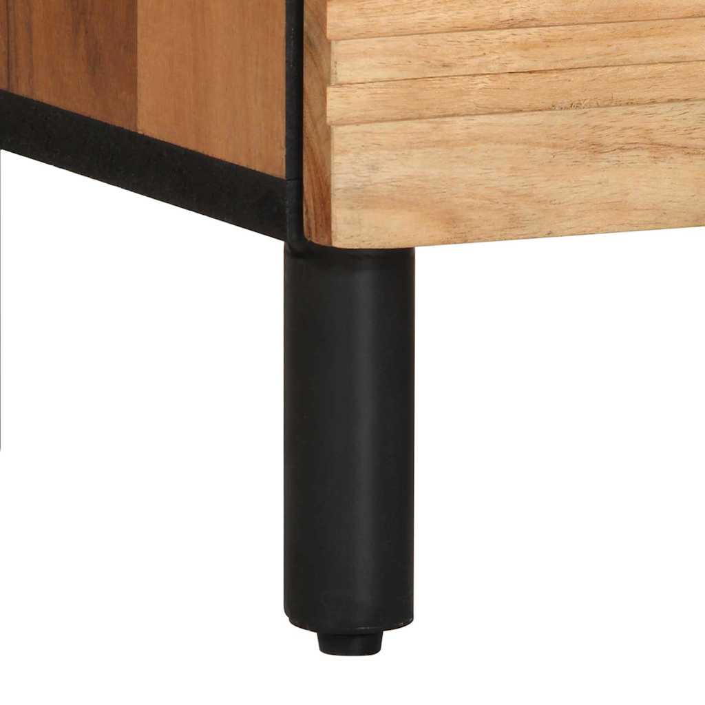 Armadio da Notte con cassetto Marrone legno massello di acacia