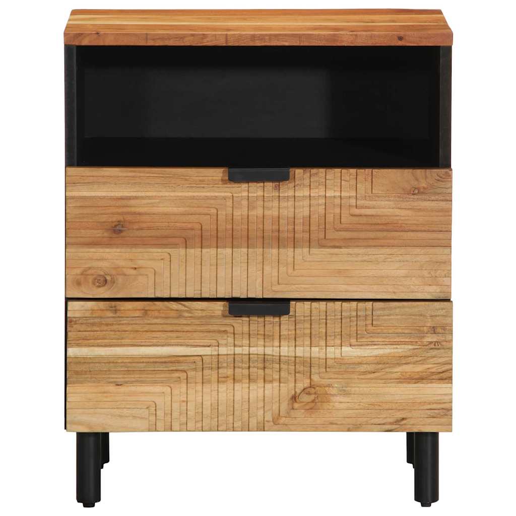 Armadio da Notte con cassetto Marrone legno massello di acacia