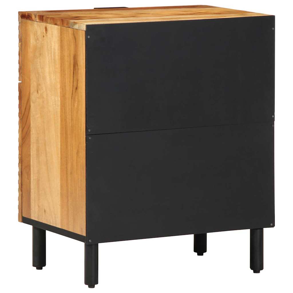 Armadio da Notte con cassetto Marrone legno massello di acacia