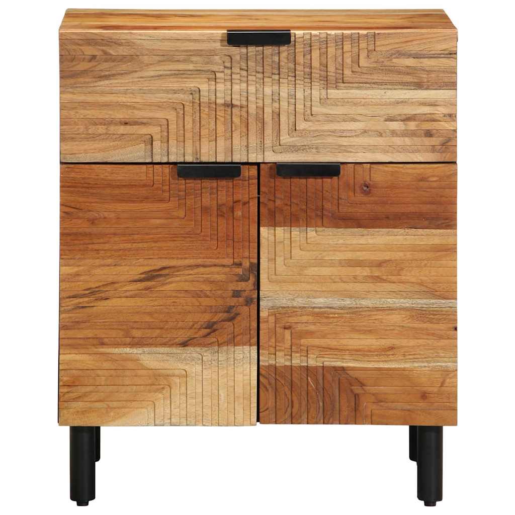 Armadio da Notte con cassetto Marrone legno massello di acacia