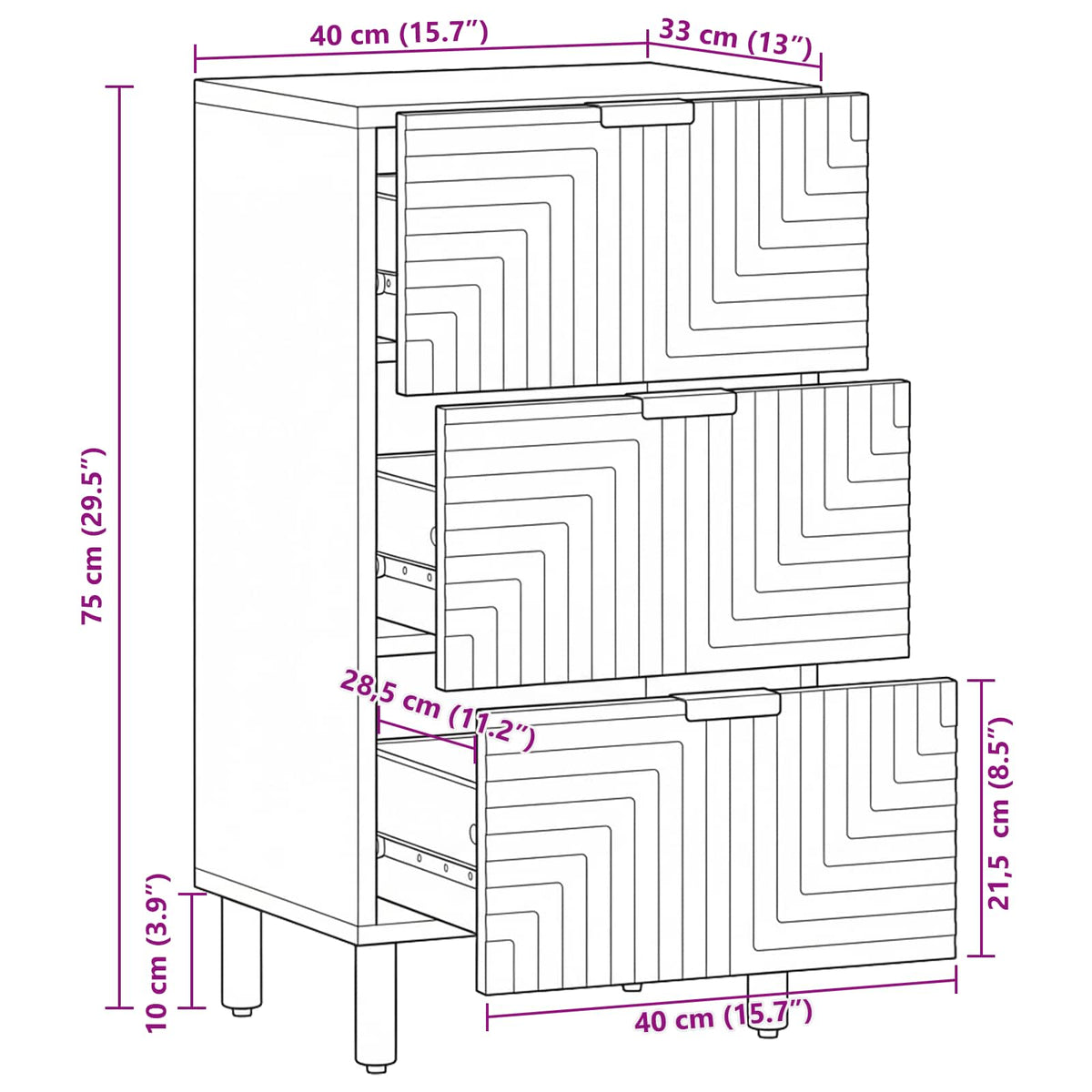 Credenza 40 x 33 x 75 cm