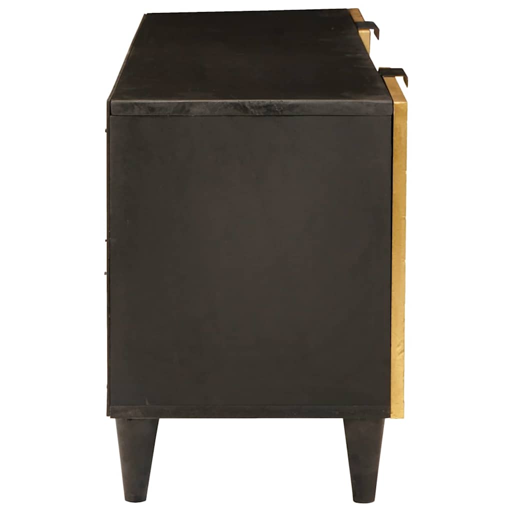 Mobile TV Nero e Oro 105 x 33 x 46 cm legno massello di mango