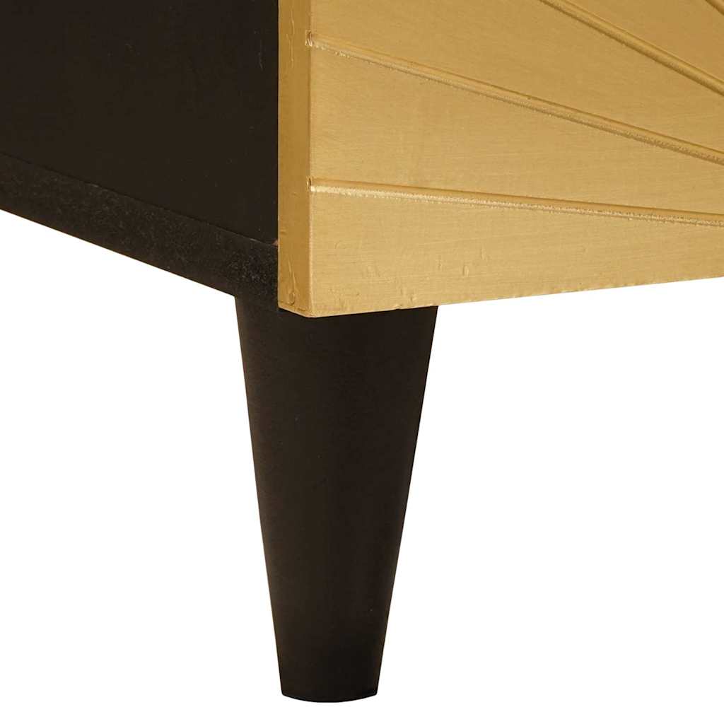 Mobile TV Nero e Oro 70 x 33 x 46 cm legno massello di mango