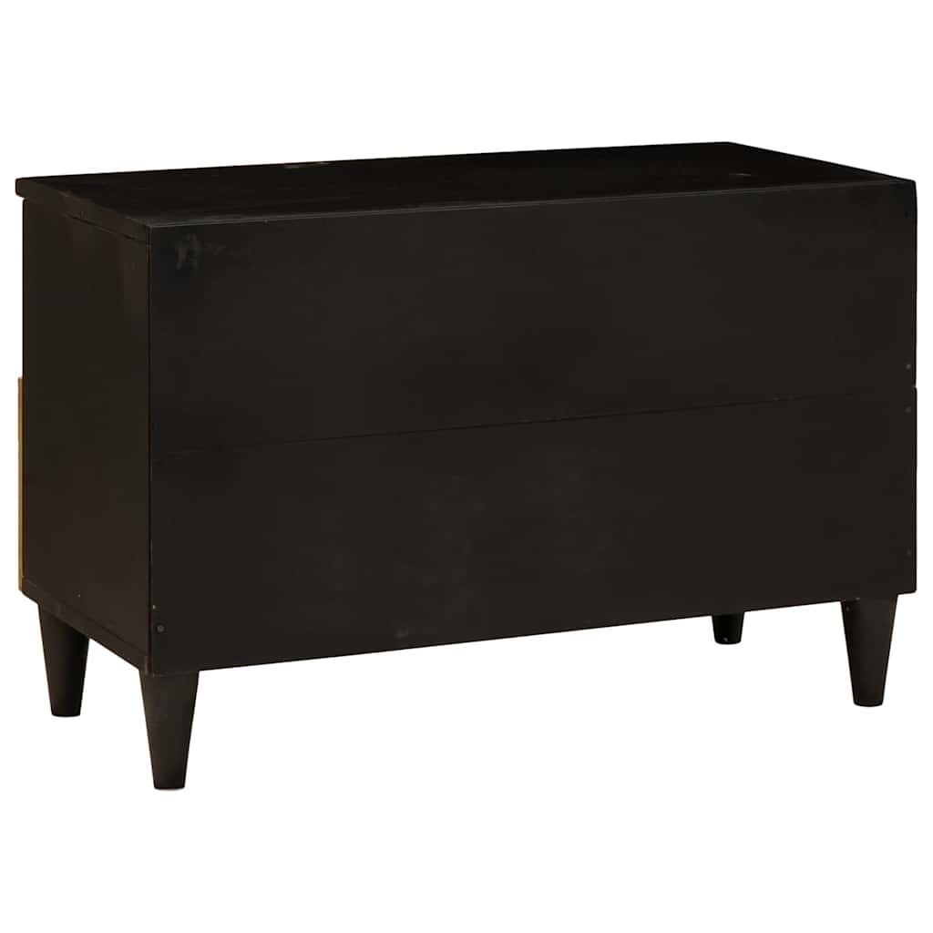 Mobile TV Nero e Oro 70 x 33 x 46 cm legno massello di mango