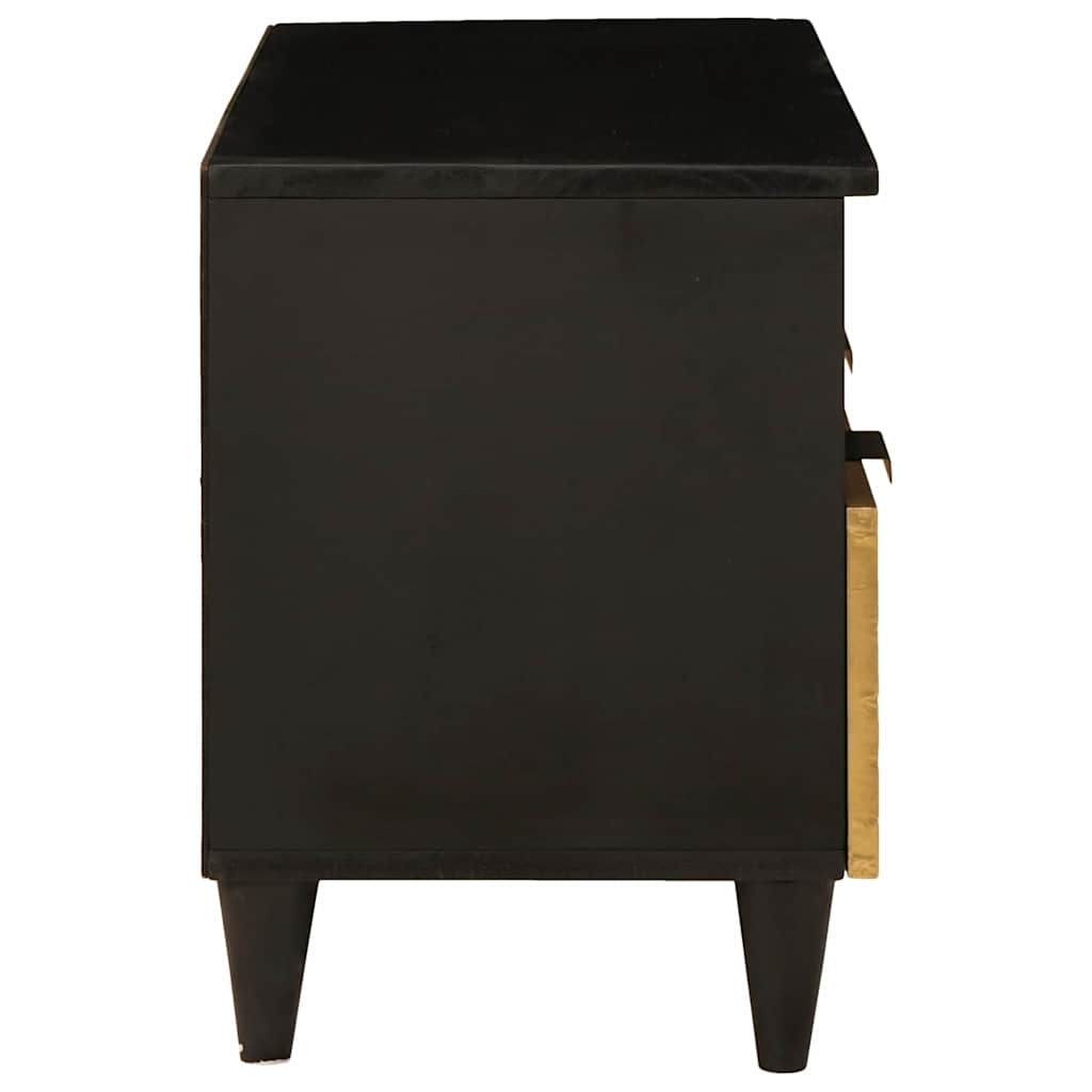 Mobile TV Nero e Oro 70 x 33 x 46 cm legno massello di mango