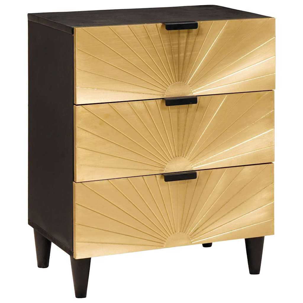 Comodino con cassetto Nero e Oro 50 x 33 x 60 cm