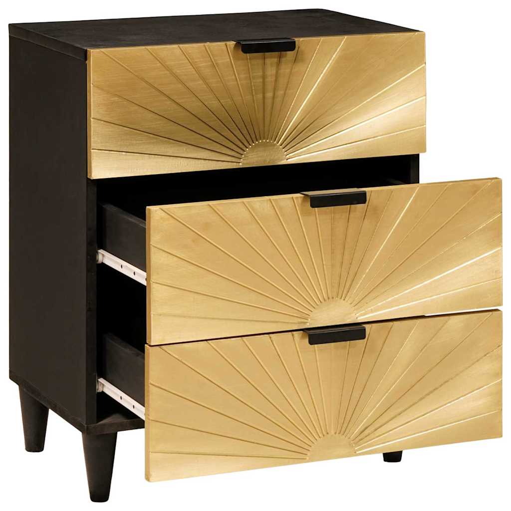Comodino con cassetto Nero e Oro 50 x 33 x 60 cm