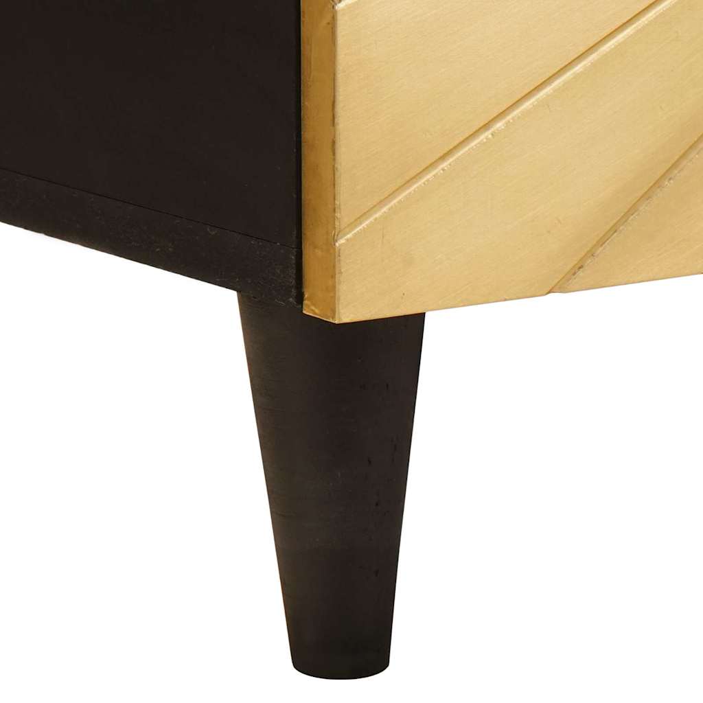 Mobile TV Nero e Oro 105 x 33 x 46 cm legno massello di mango