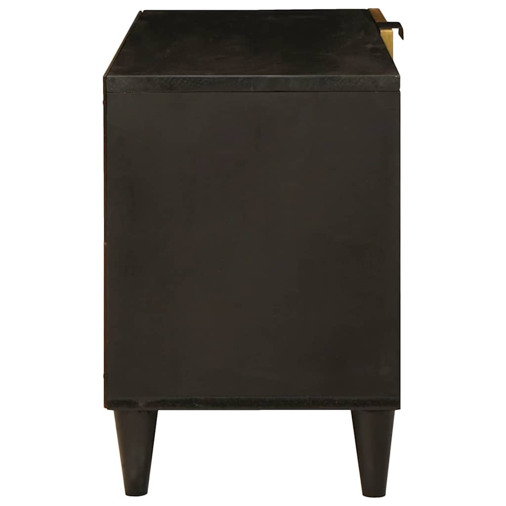 Mobile TV Nero e Oro 80 x 33 x 46 cm legno massello di mango