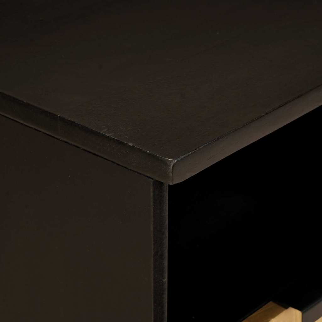 Mobile TV Nero e Oro 100 x 33 x 46 cm legno massello di mango