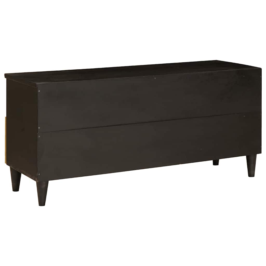 Mobile TV Nero e Oro 100 x 33 x 46 cm legno massello di mango