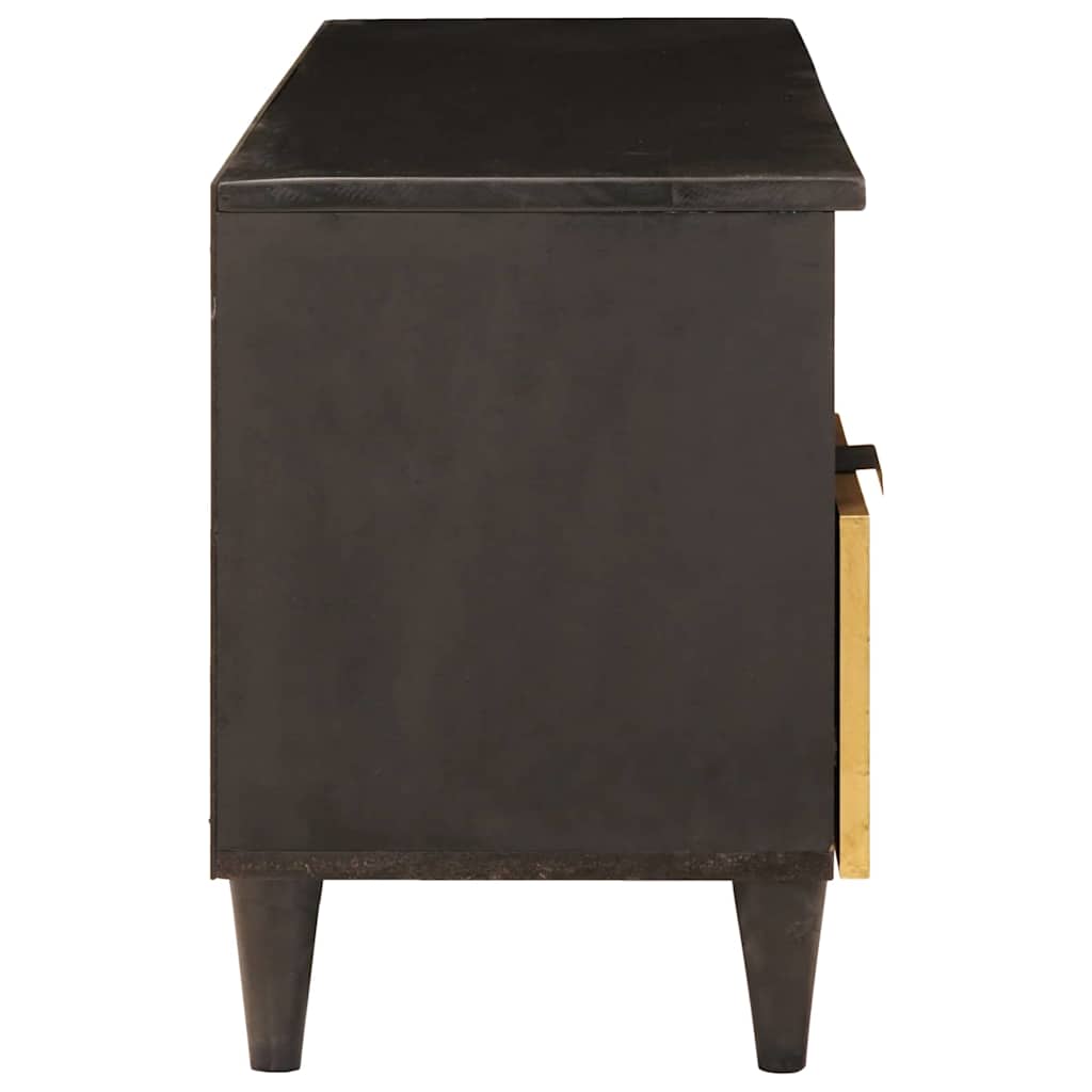 Mobile TV Nero e Oro 100 x 33 x 46 cm legno massello di mango