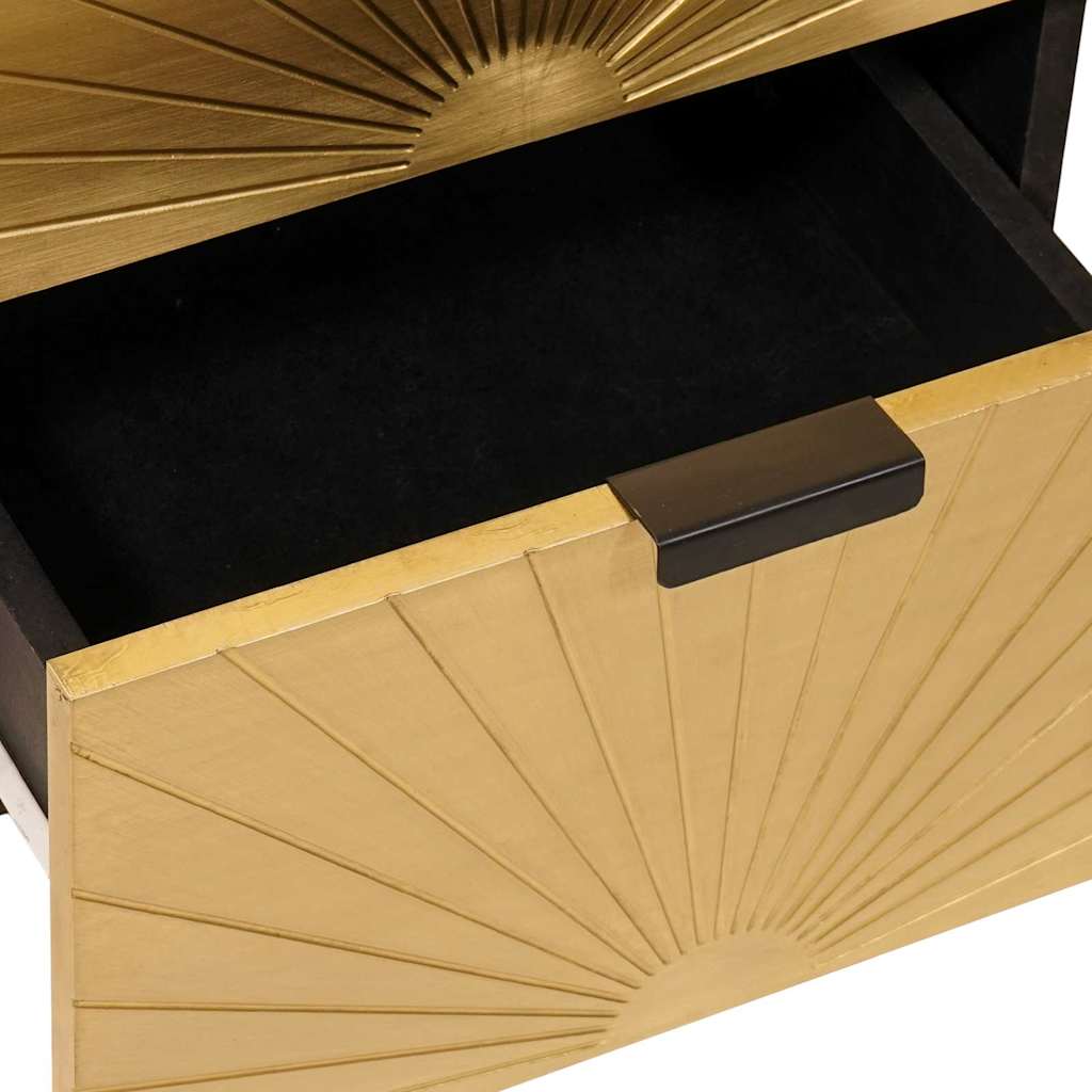 Credenza Nero e Oro 40 x 33 x 75 cm legno massello di mango