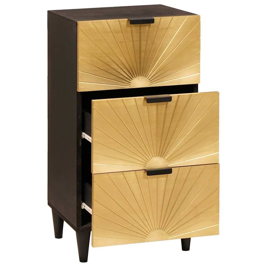 Credenza Nero e Oro 40 x 33 x 75 cm legno massello di mango