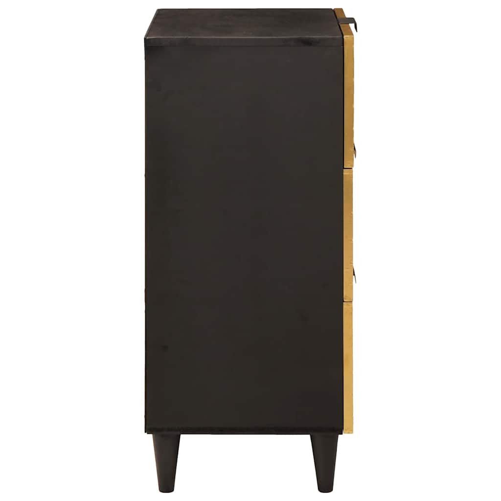 Credenza Nero e Oro 40 x 33 x 75 cm legno massello di mango