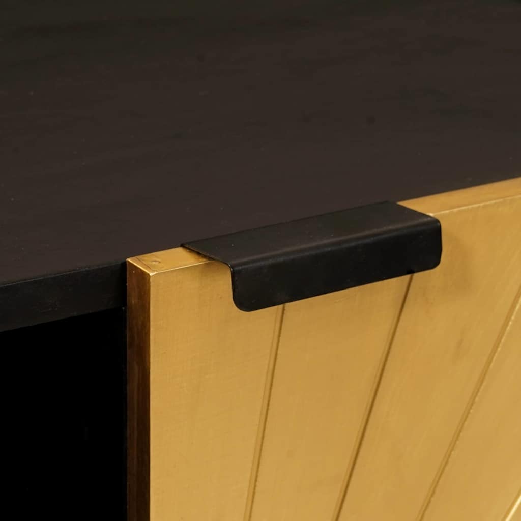 Mobile laterale con archiviazione Nero e Oro 90 x 33.5 x 75 cm