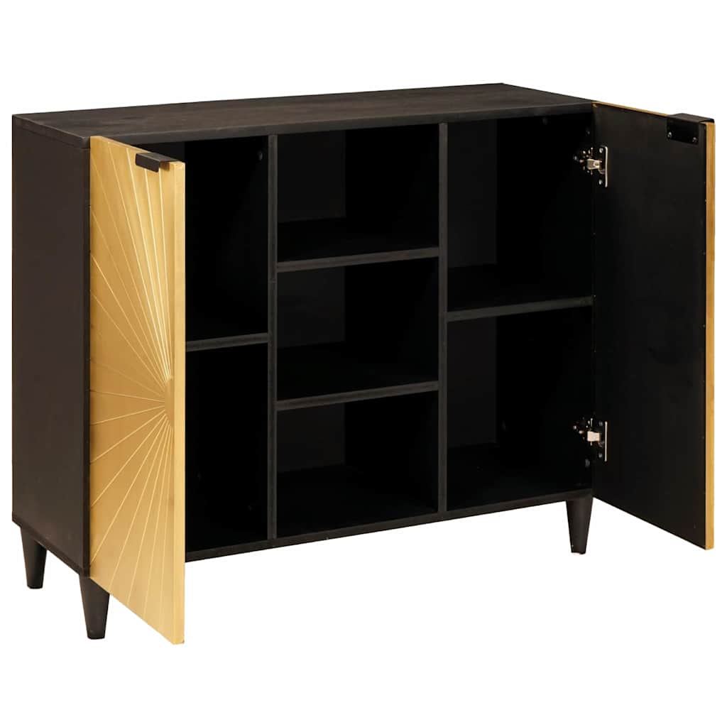 Mobile laterale con archiviazione Nero e Oro 90 x 33.5 x 75 cm