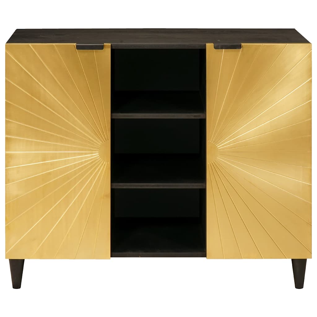 Mobile laterale con archiviazione Nero e Oro 90 x 33.5 x 75 cm