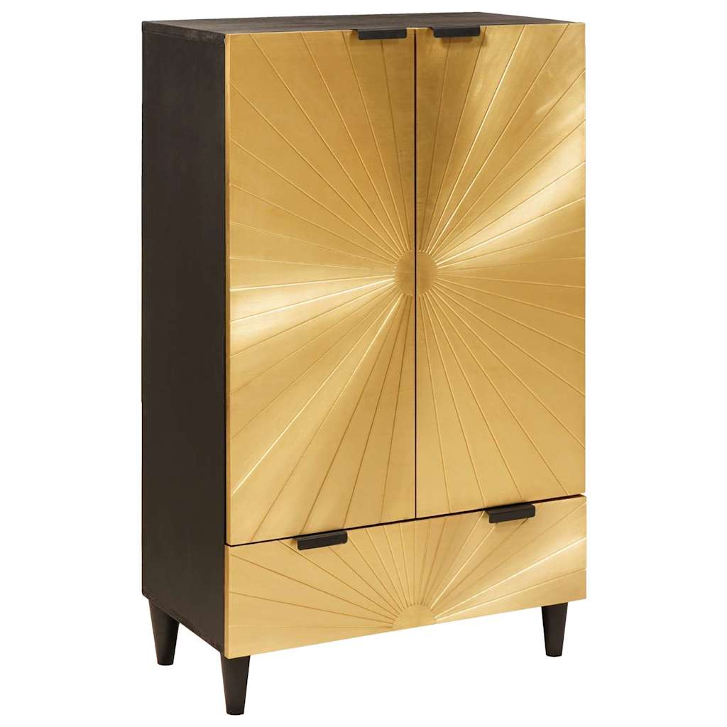 Mobile laterale con cassetto Nero e Oro 60 x 33.5 x 100 cm