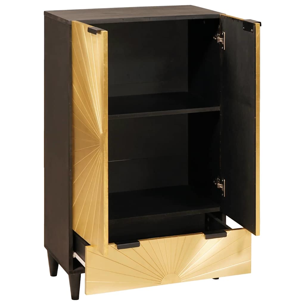 Mobile laterale con cassetto Nero e Oro 60 x 33.5 x 100 cm