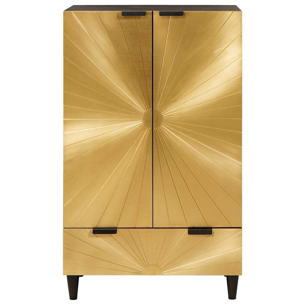 Mobile laterale con cassetto Nero e Oro 60 x 33.5 x 100 cm