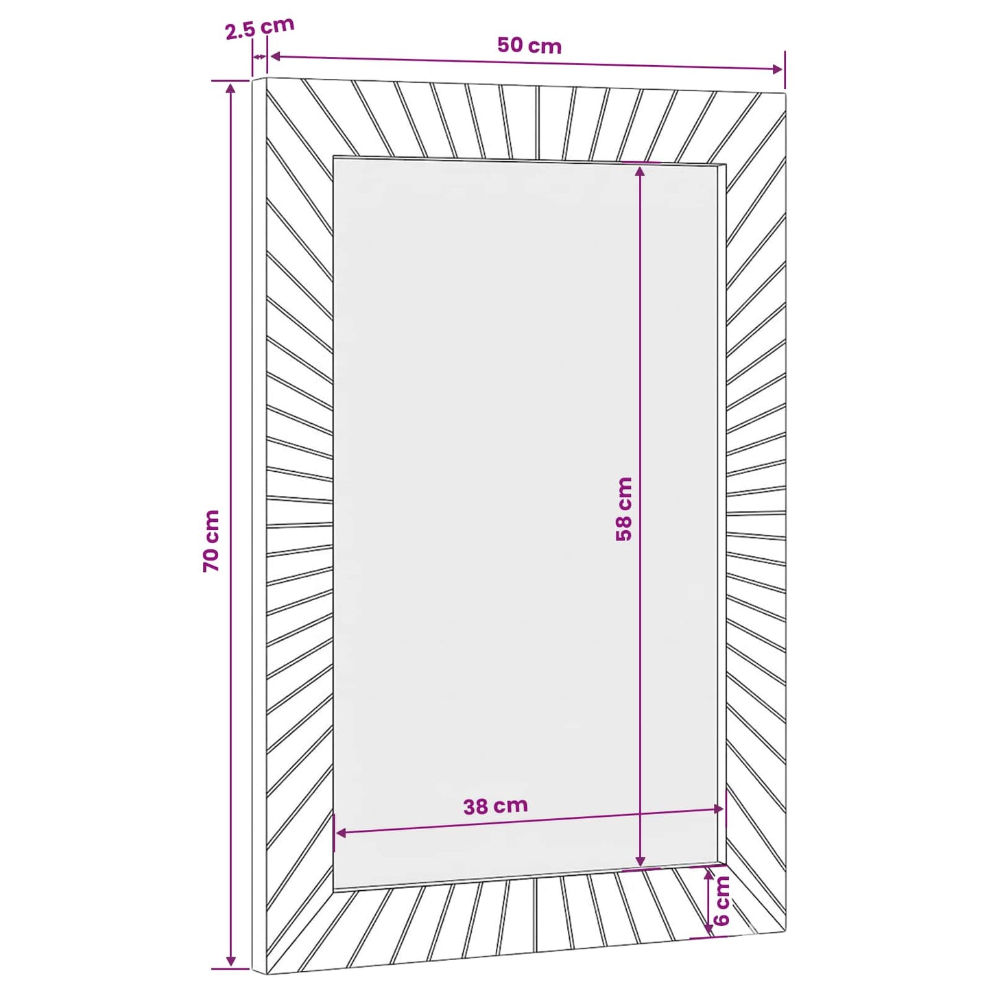 Specchio da bagno Montaggio a parete Oro 50 x 2,5 x 70 cm | homemem39