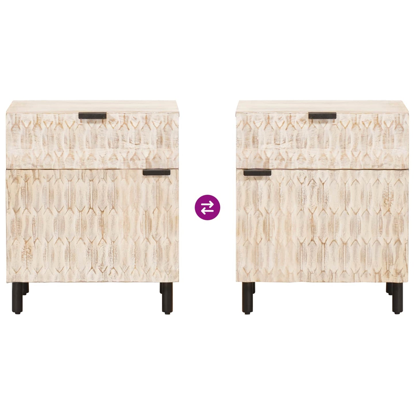 Armadio da Notte Bianco 50 x 33 x 60 cm Legno di mango massello | homemem39
