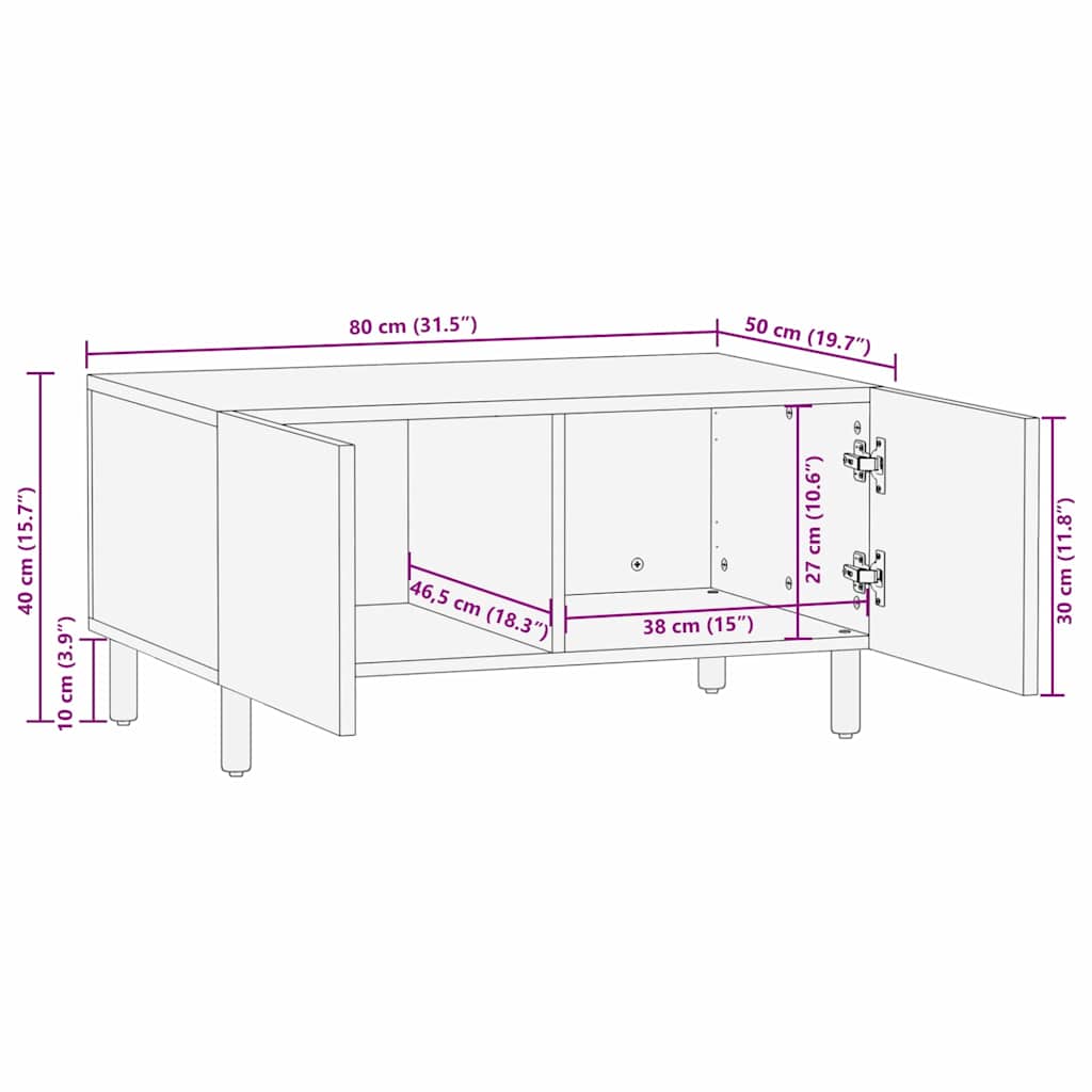 Tavolino da salotto Marrone 80 x 50 x 40 cm | homemem39