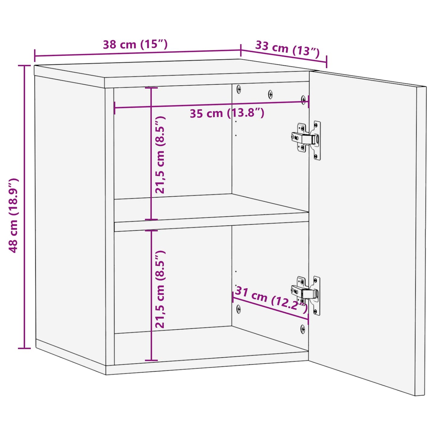 Mobile Appeso da Bagno con lo scaffale Marrone 38 x 33 x 48 cm | homemem39