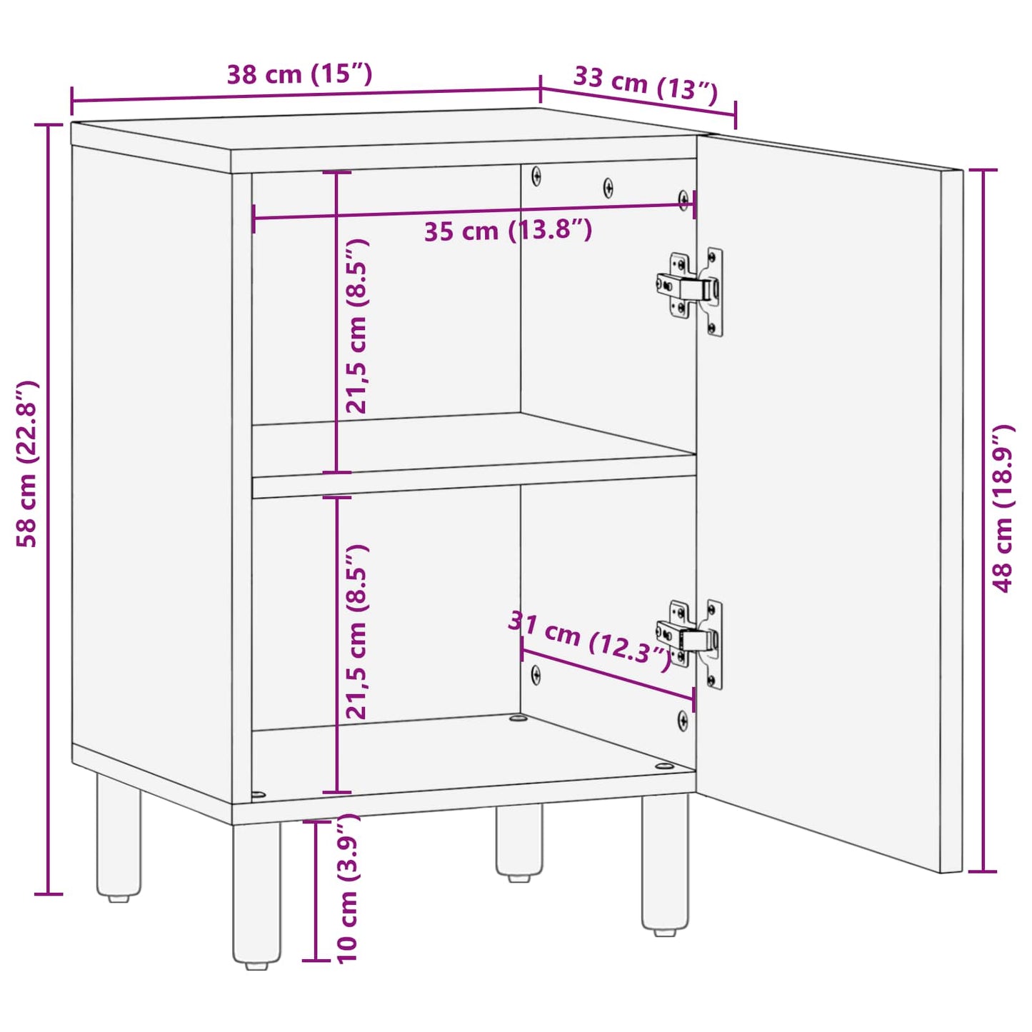 Mobile da Bagno Marrone 38 x 33 x 58 cm Legno di mango massello | homemem39