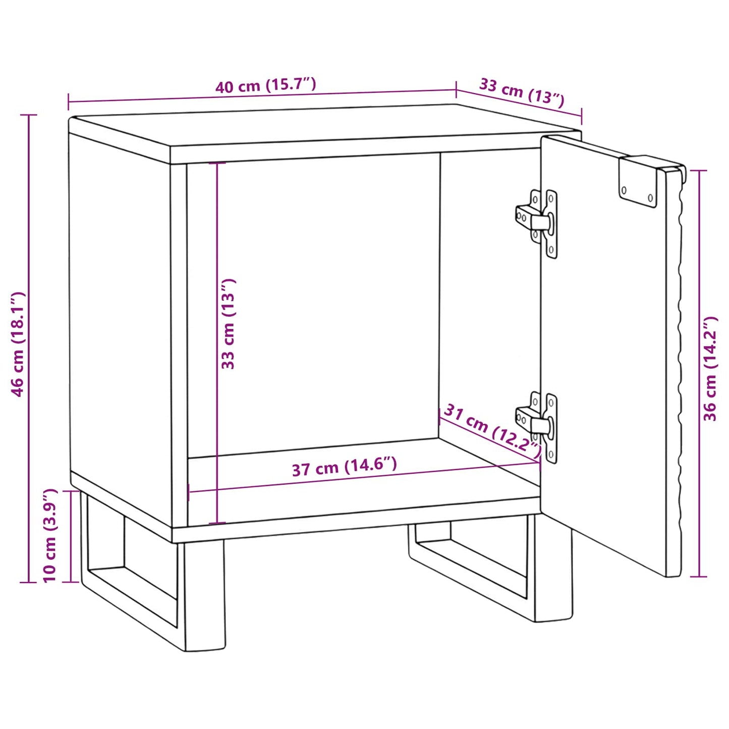Armadio da Notte Naturale 40 x 33 x 46 cm Legno ingegnerizzato | homemem39