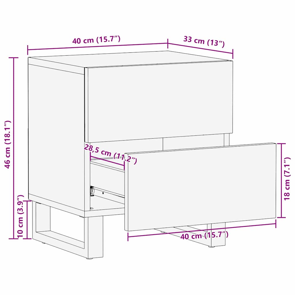 Armadio da Notte con cassetto Marrone 40 x 33 x 46 cm