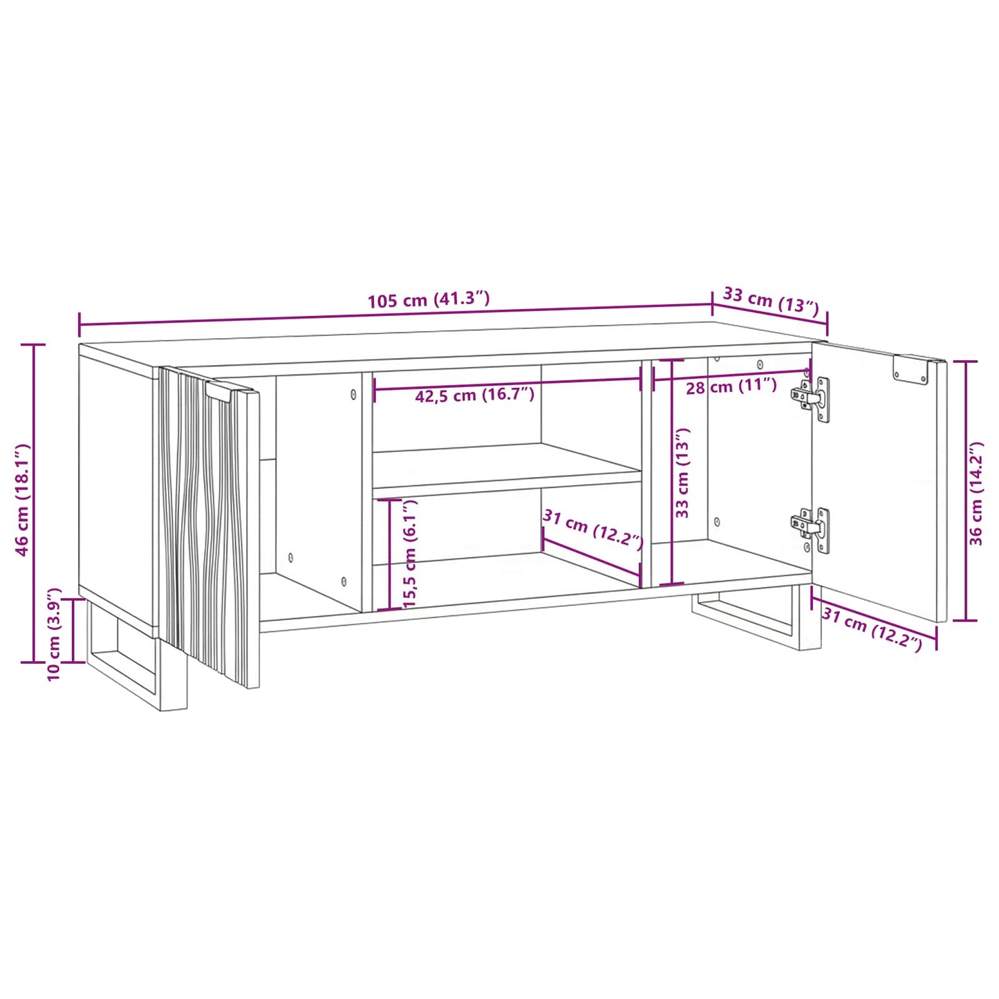 Unità TV Marrone 105 x 33 x 46 cm Legno multistrato | homemem39